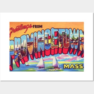 Greetings from Provincetown Massachusetts - Vintage Large Letter Postcard Posters and Art